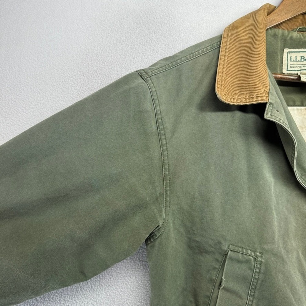 Vintage LL Bean Jacket Men's Medium Green Barn Coat Canvas Lined Distressed y2k - Picture 14 of 14